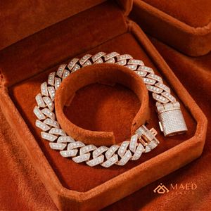 สร้อยคอโมอิสซาไนต์ชุบทองคำสีกุหลาบ ดีไซน์แบบ Cuban Link  เครื่องประดับแฟชั่นสำหรับผู้หญิงและผู้ชาย  สไตล์นิวยอร์ก  งานละเอียด  ดูทันสมัย - Product Image 4