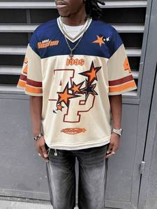 เสื้อฟุตบอลตาข่ายขนาดใหญ่พิมพ์ลายหมายเลขดาว สไตล์สตรีทแวร์สำหรับทุกเพศ เสื้อกีฬาแบบสั่งทำ ผู้จำหน่ายขายส่งจำนวนมาก - Product Image 5