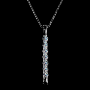 Pendentif lettre L en argent 925 plaqué rhodium avec cristaux ronds sertis griffe, classique, unisexe, pour usage quotidien - Product Image 1