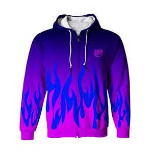 Sudadera con capucha a rayas frescas para hombre, con cremallera, de punto, informal de primavera, con logo frontal estampado por sublimación - Product Image 6