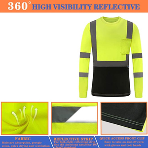 Chemises de travail, chemises de sécurité réfléchissantes, haute visibilité, manches longues, réfléchissantes classe 2, chemises de sécurité réfléchissantes haute visibilité - Product Image 3