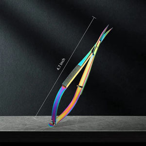 Tijeras de Seguridad con Mecanismo de Resorte, Personalizadas para Depilar Cejas, de Acero Inoxidable, Afiladas y Curvadas - Product Image 2