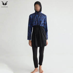 Traje de Baño Modesto 2026 en Negro y Azul con Protección UV UPF50+ Resistente al Cloro Hecho a Mano para Estilos de Vida Activos - Product Image 4