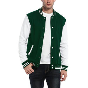 Veste universitaire en laine et coton de haute qualité pour homme, logo brodé personnalisé, col montant, bomber d'hiver - Product Image 1