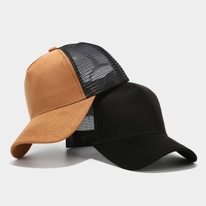 5 Panel Trucker Caps Custom logo Blank Suede Trucker <b>Hats</b> - Product Image 1