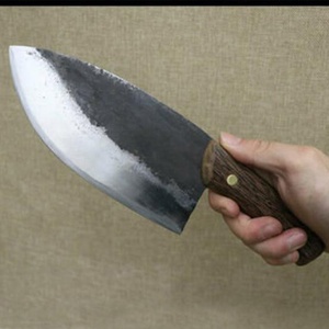 Couteau à viande forgé à la main en acier Damas, style Viking, éco-responsable, à lame pleine, hachoir de boucher ambidextre - Product Image 2