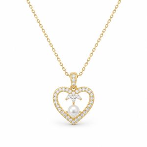 Heart Pendant Necklace with Sparkling Cubic Zirconia Zircon Studded Choker for Women Luxury Jewelry - Product Image 4