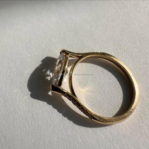 Anillo de Compromiso/Boda Vintage de Oro Amarillo de 14k con Diamante Cultivado en Laboratorio IGI/GIA, Unisex, Oro Blanco Fino para Aniversario, Ideal para Fiestas - Product Image 3