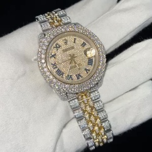 นาฬิกาอัตโนมัติ ETA รุ่น Unisex Luxury Lab Diamond ตัวเรือนสแตนเลสสตีล หน้าปัดอนาล็อก โครโนกราฟ ขนาด 25 มม. โทนสีทอง กระจก พร้อมฟังก์ชั่นสำรองพลังงาน - Product Image 1