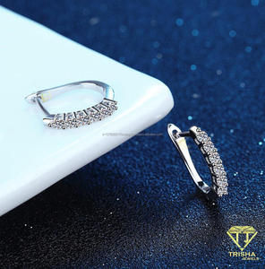 Moissanite Diamond Hoop Earrings 925 Sterling <b>Silver</b> Wedding Jewelry Sparkling Luxury Earrings For Women Gift - Product Image 6