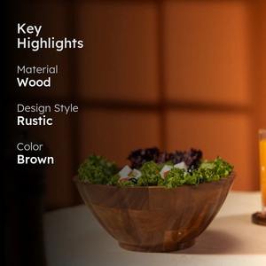 Tazón de Madera Hecho a Mano, Tazón de Madera Maciza Natural para Servir, Decoración Rústica para Cocina, Tazón para Mezclar Frutas y Ensaladas, Regalo - Product Image 3
