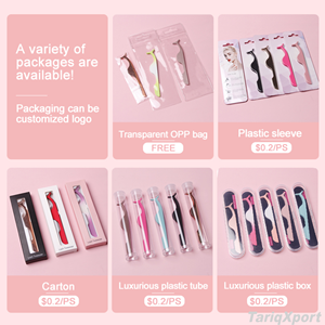 Pince à cils professionnelle en acier inoxydable pour la pose de faux cils, outil d'application en plastique pour cils, vente en gros - Product Image 4