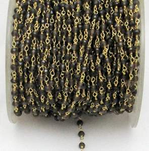 Cuarzo Ahumado Natural en Forma de Rondelle Facetado, Tamaño 3-4mm, Cadena de Rosario con Cuentas, Se Vende por Pie - Product Image 1