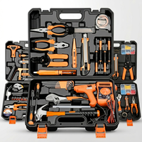 Kit d'outils manuels mécaniques en alliage d'aluminium OEM 82 pièces, ensemble de réparation de matériel domestique DIY, boîte de rangement rigide, marteau, clé à molette, garantie de 3 ans