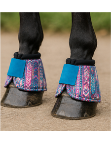 Botas de protección para cascos de caballo de algodón con patrón personalizado, duraderas, de compresión, silenciosas, con red para las orejas, amortiguadoras de impactos, para equitación - Product Image 1