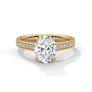 แหวนเพชรทองคำ 14K เพชรเพาะเลี้ยงในห้องปฏิบัติการ แหวนทองคำแท้ 18K สำหรับผู้หญิง สไตล์คลาสสิก รับรองโดย IGI แหวนหมั้น แหวนครบรอบ - Product Image 2
