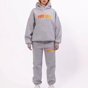 Conjuntos de Sudadera con Capucha y Pantalones Anchos de 2 Piezas para Mujer, 100% Algodón Antibacteriano, Trajes Deportivos Casuales de Invierno con Media Cremallera - Product Image 1