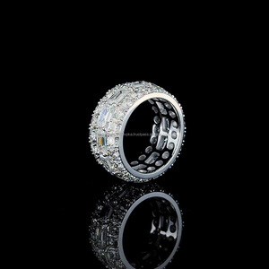 Moissanite Eternity Band <b>Ring</b> <b>925</b> <b>Silver</b> Baguette Diamond Women's Luxury Wedding <b>Ring</b> Geometric Stackable Band for Gifts - Product Image 3