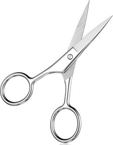 Tijeras de belleza para cejas rectas, para diestros, pequeñas, de acero inoxidable, afiladas, para recortar el vello de la nariz y bigote - Product Image 1