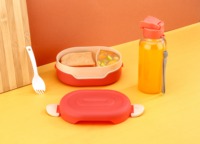 Boîte à bento portable en plastique avec gourde intégrée, anti-fuite, pour le stockage des aliments, idéale pour l'école, les enfants, le bureau, le travail, les pique-niques