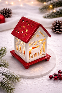 Wooden dear lamp house Wooden dear lamp hut home decor lamp - Product Image 1