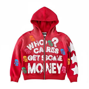 Sudadera con Capucha Estilo Streetwear con Lavado Ácido Personalizada para Hombre, Estampado Puff en Toda la Superficie, Bordado, Ropa Premium 100% Algodón de Fábrica - Product Image 2