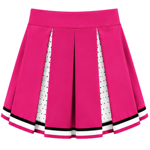 Jupe plissée rose vif, blanche et noire pour femme, taille haute, pour cheerleading, performance sportive, danse et uniforme de cheerleader - Product Image 2