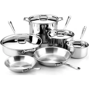 Ensemble de casseroles modulaires modernes en acier inoxydable avec couvercle, facile à nettoyer, 8 pièces, compatible four et lave-vaisselle pour ustensiles de cuisine - Product Image 1