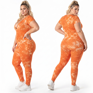 Mono Deportivo de Talla Grande para Gimnasio, Cuello en V, Manga Corta, Mono de Una Pieza, Ropa de Yoga con Estampado Personalizado, Mono de Yoga - Product Image 1