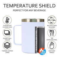 Mug à café isotherme en acier inoxydable personnalisé avec poignée, revêtement en poudre, vente en gros, modèle unique pour le bureau