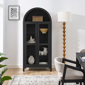 Armadio Moderno in Stile Retrò in Quercia con Design ad Arco Alto e Partizioni in Vetro Regolabili, Stabile per Uso Domestico o Ufficio - Product Image 6