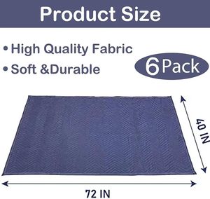 Paquete de 6 Mantas de Mudanza de 40x72 Pulgadas, Resistentes y Gruesas, para Proteger Muebles, Mantas Acolchadas para Envío de Muebles - Product Image 2