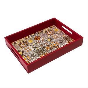 Bandeja de Servir Contemporánea de MDF, Bandeja Decorativa con Acabado de Madera para Servir Alimentos en el Hogar y la Cocina - Product Image 3