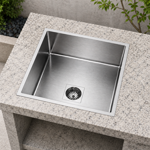Fregadero de Cocina de Acero Inoxidable Grado 304, de un Solo Tazón, Cuadrado, para Instalar Bajo Encimera, Acabado Cepillado - Product Image 5