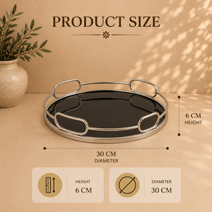 Hot Selling Stainless Steel Round Black <b>Mirror</b> Serving <b>Tray</b> Modern Open Frame Premium Display Platter for Elegant Dining - Product Image 2