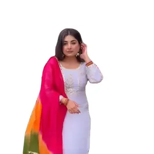 Mua Ấn Độ dân tộc trực tuyến mặc thiết kế punjabi Trắng đầy màu sắc patiyala shalwar phù hợp với sẵn sàng để mặc