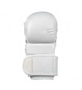 New professional White Leather Boxing Gloves Full Finger <b>Velcro</b> Closure for Adults Martial Arts Training Wholesale - Product Image 3