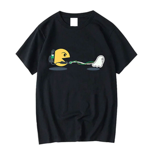 T-Shirt Nera a Maniche Corte da Uomo <span class=keywords><strong>Pac</strong></span>-<span class=keywords><strong>Man</strong></span> Ghost, Collo Tondo, Casual, Oversize, 100% Cotone Jersey, Ecologica, Asciugatura Rapida, 220g - Product Image 1