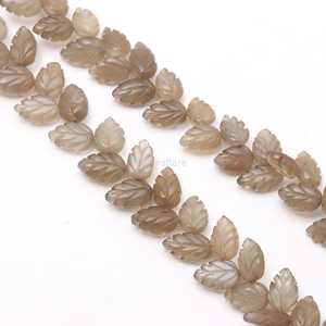 Cuentas de piedra lunar gris natural talladas en forma de hoja de 10-11 mm, cuentas de piedra lunar talladas a mano en forma de hoja, cuentas sueltas para la elaboración de joyería. - Product Image 5