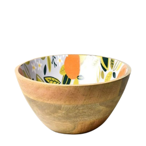 Best Quality Mango Wood Custom made Bowl For <b>Kitchen</b> Dining Table Handmade <b>Sticker</b> Enamel Printed Bowls Restaurant - Product Image 5