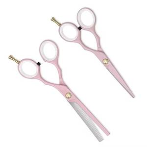 Ciseaux à cheveux roses, lame en acier inoxydable, ciseaux à effiler, pour droitiers, manche moyen, poignée en plastique - Product Image 6