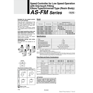 อุปกรณ์ควบคุมความเร็วนิวเมติก SMC ผลิตภัณฑ์วาล์วควบคุม AS1211FM-M5-04-J - Product Image 2