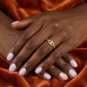 Gold <b>Eye</b> Halo <b>Ring</b> for Women Elegant Round Cut Engagement <b>Ring</b> MinimalistJewelry Gift Daily Wear USA Style - Product Image 5