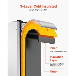 Macchina per il ghiaccio da incasso in acciaio inox con capacità di 50 libbre/giorno, porta reversibile e pompa di scarico per frigorifero. - Product Image 4