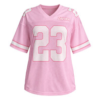 Jersey Sepak Bola Amerika Pendek Custom Bernapas Cepat Kering 100% Poliester Pink Sublimasi Bordir Cetak Unisex OEM