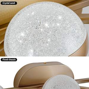 Luminaire de salle de bain à LED or champagne à 3 ampoules, luminaire décoratif mural, abat-jour en cristal de sable acrylique, vanité - Product Image 5