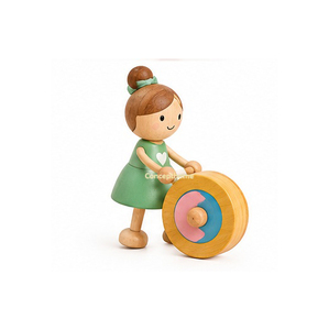 Juguete de Madera de Niña Montando a Caballo con Ruedas, Decoración Escandinava para Guardería, Figura Ecológica para Mesa de Juegos para Habitación Infantil - Product Image 4
