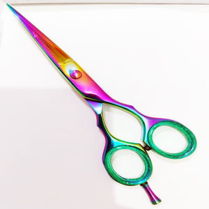 Ensemble de ciseaux de coiffure professionnels pour droitiers, lames en acier inoxydable revêtues de couleurs arc-en-ciel multi-plasma ASAP, manches en plastique - Product Image 6