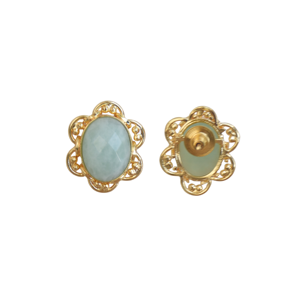 Boucles d'oreilles clous unisexes en Amazonite plaqué or 18 carats, style hip-hop, forme couronne, pour occasions festives - Product Image 4