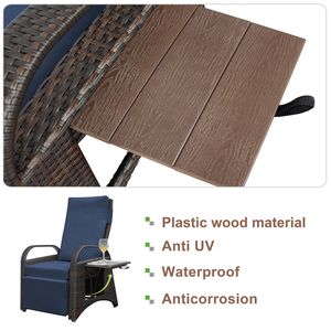 Sillón Reclinable de Mimbre Ajustable para Exteriores con Mesa Plegable, Sofás de Jardín - Product Image 6